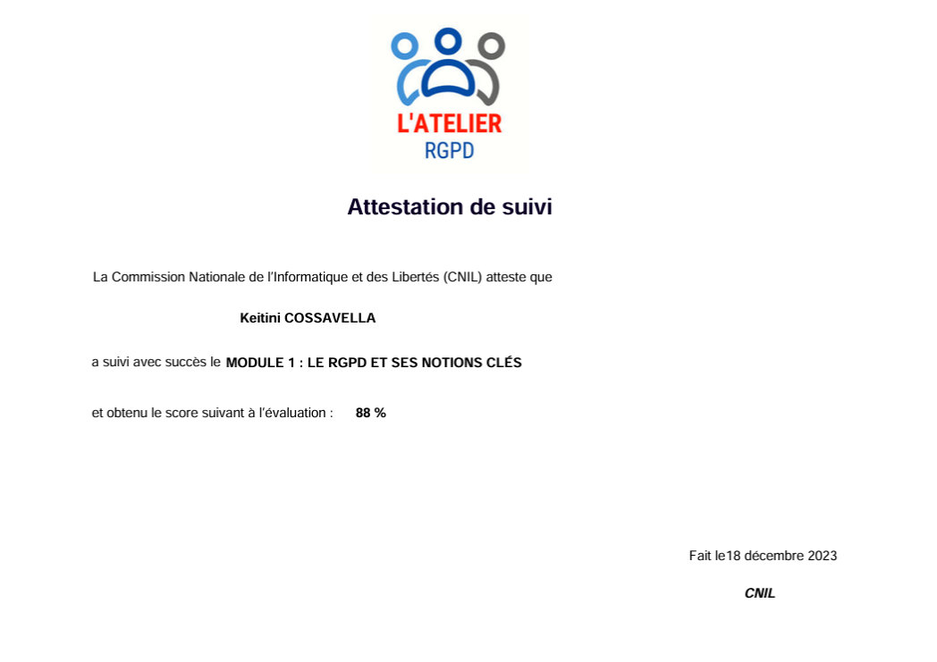 Certification Mooc RGPD