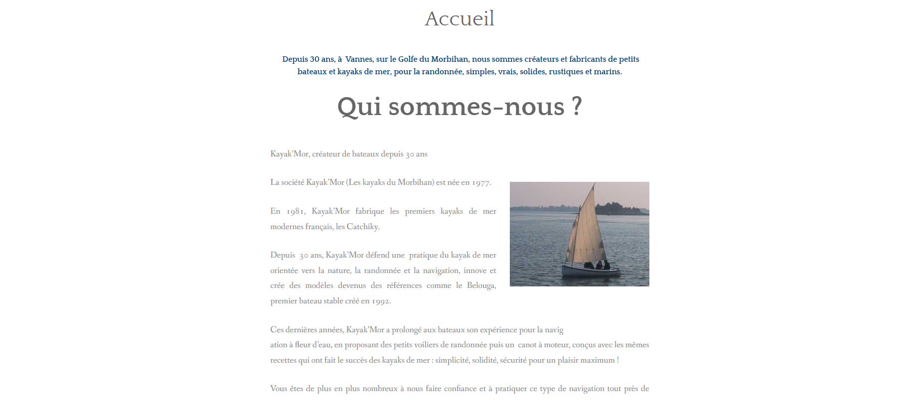 Page d’accueil Kayak-Mor (refonte)